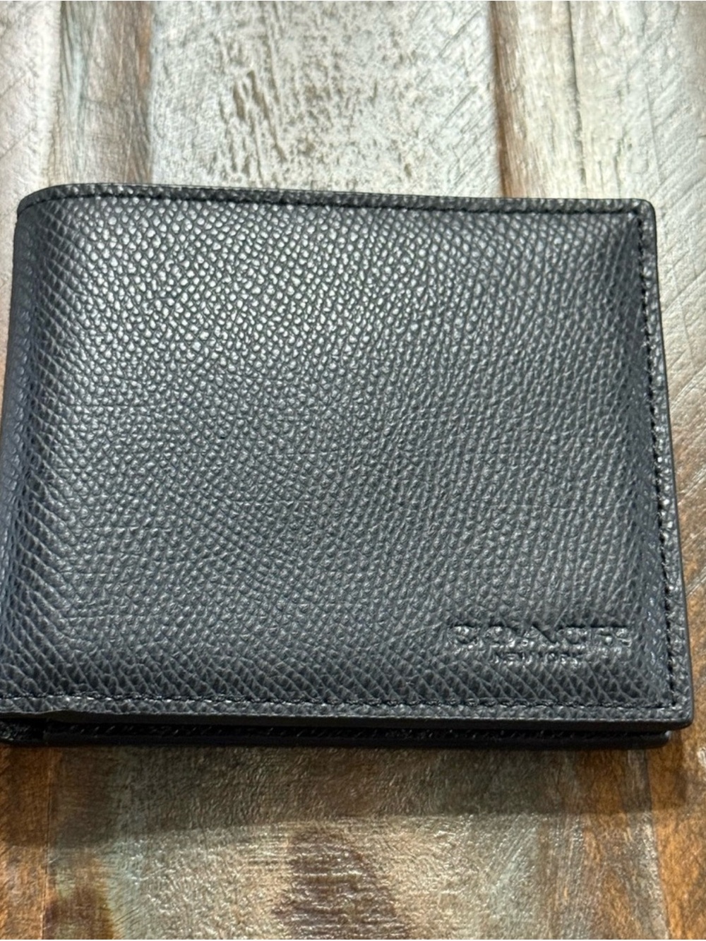Coach Black Pebbled Leather Men's Bifold Wallet